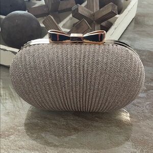 Elegant Rose Gold Bow Clutch Purse